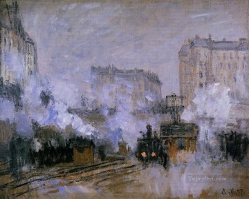  Exter Oil Painting - Exterior of the Saint Lazare Station Arrival of a Train Claude Monet